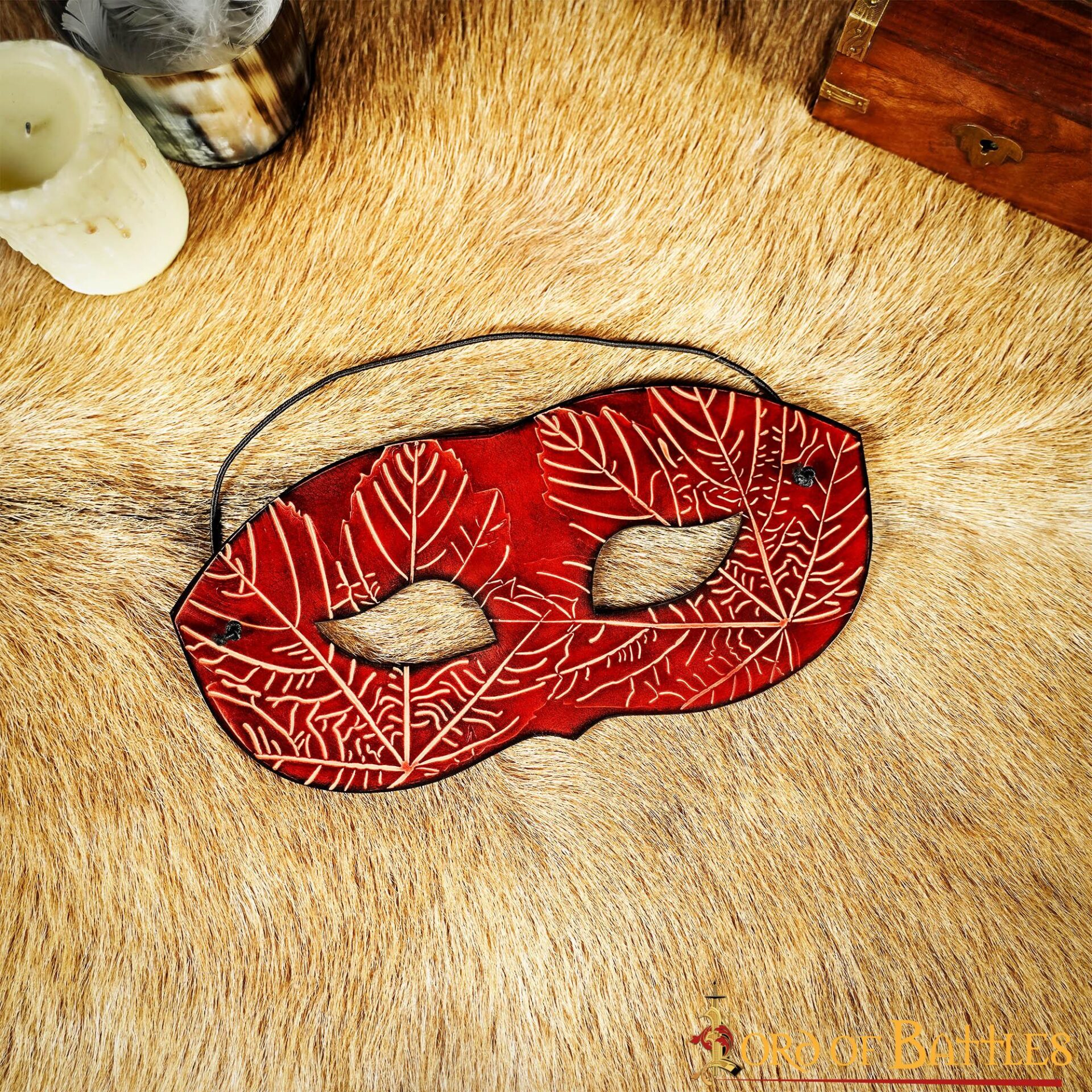Genuine Leather Eye Mask with Embossed Maple Leaf Motifs
