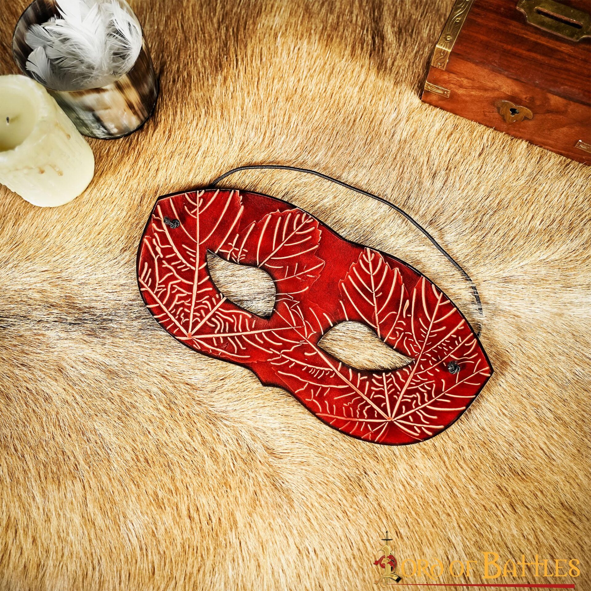 Genuine Leather Eye Mask with Embossed Maple Leaf Motifs
