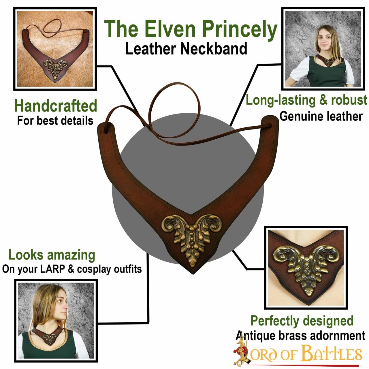 Princely Leather Accessory with Antique Brass Mount