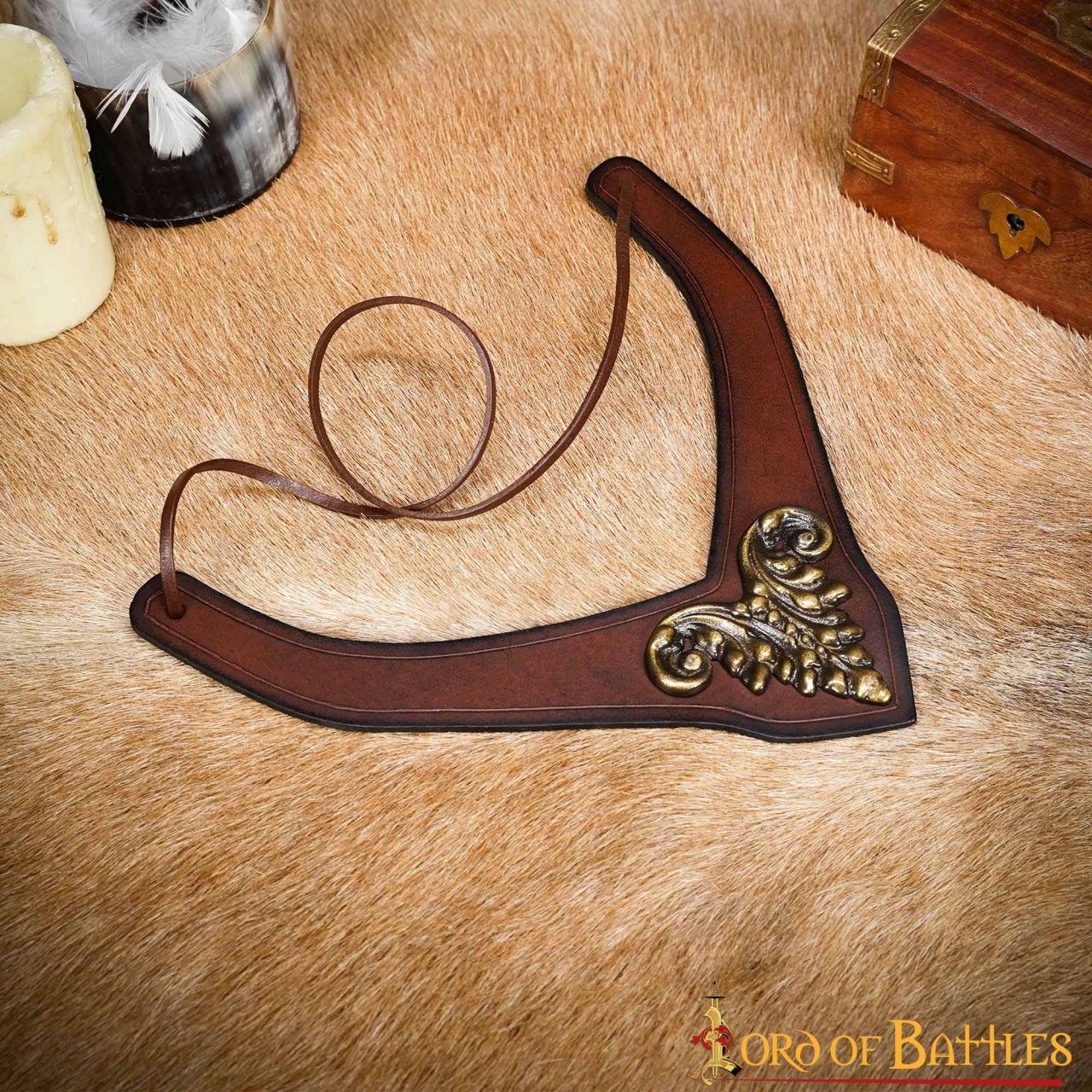 Princely Leather Accessory with Antique Brass Mount