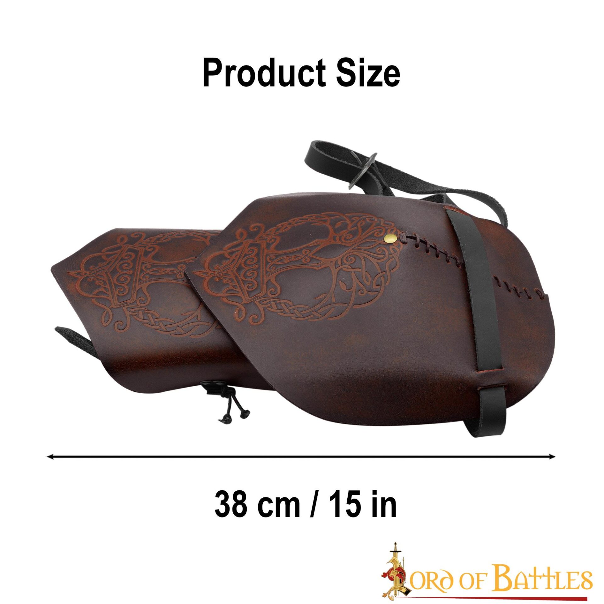 Single Viking Leather Pauldron With Yggdrasil Mjolnir Embossing Single Viking Leather Pauldron With Yggdrasil Mjolnir Embossing