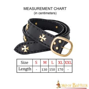 Medieval Crusader Genuine Leather Belt Pure Brass Cross Belt Mount