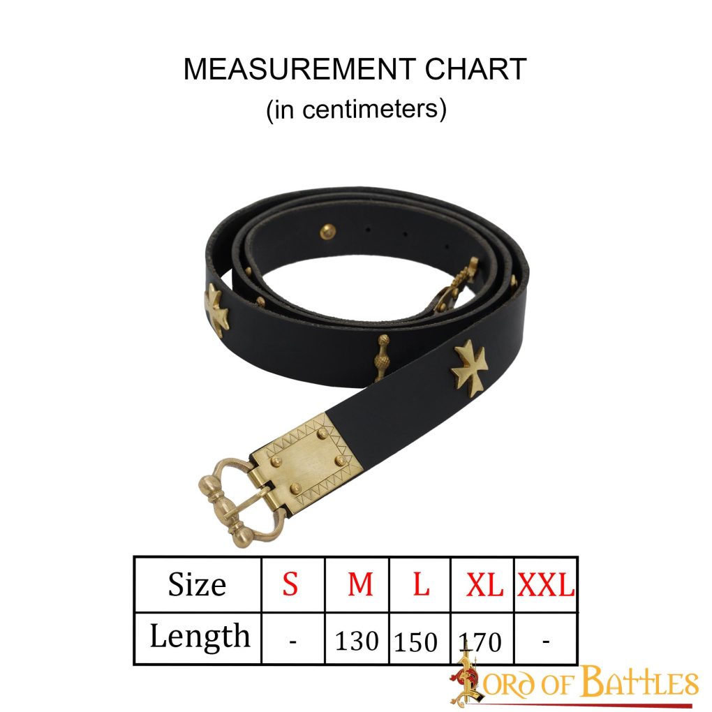 Medieval Leather Belt with Pure Brass Details Medieval Leather Belt with Pure Brass Details