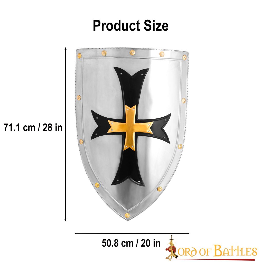 Fantasy Crusader Knight Steel Shield for Décor and Reenactments