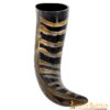 Medieval Viking Drinking Horn with Engraved Designs Handcrafted Genuine Ox Horn