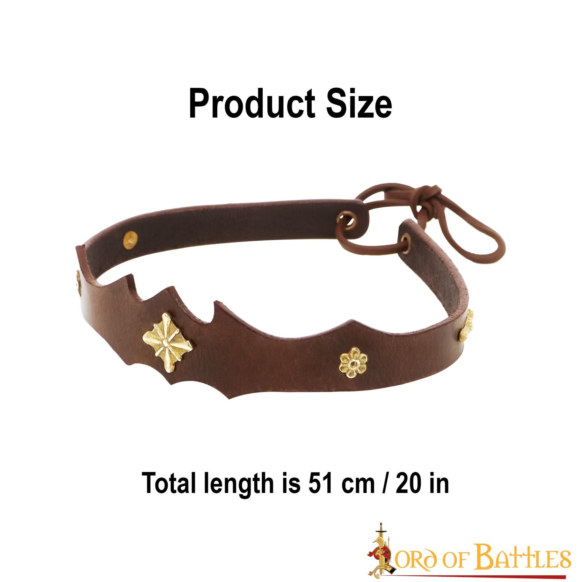 Princely Hunter Leather Headband With Pure Brass Mounts