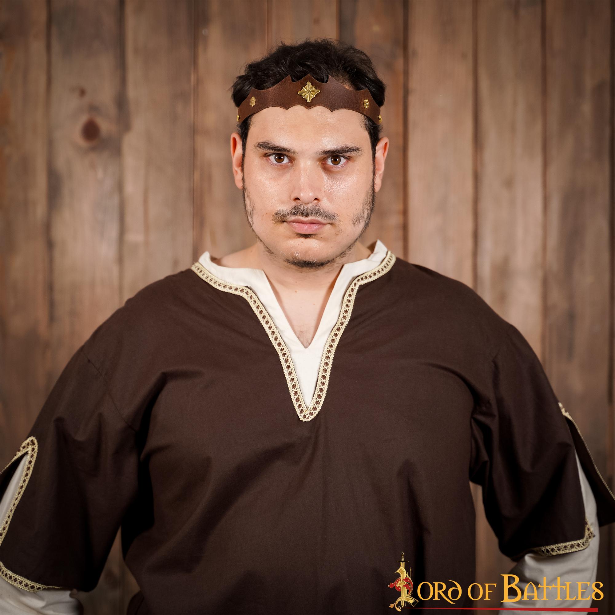 Princely Hunter Leather Headband With Pure Brass Mounts