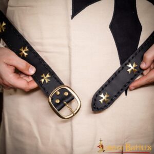Medieval Crusader Genuine Leather Belt Pure Brass Cross Belt Mount