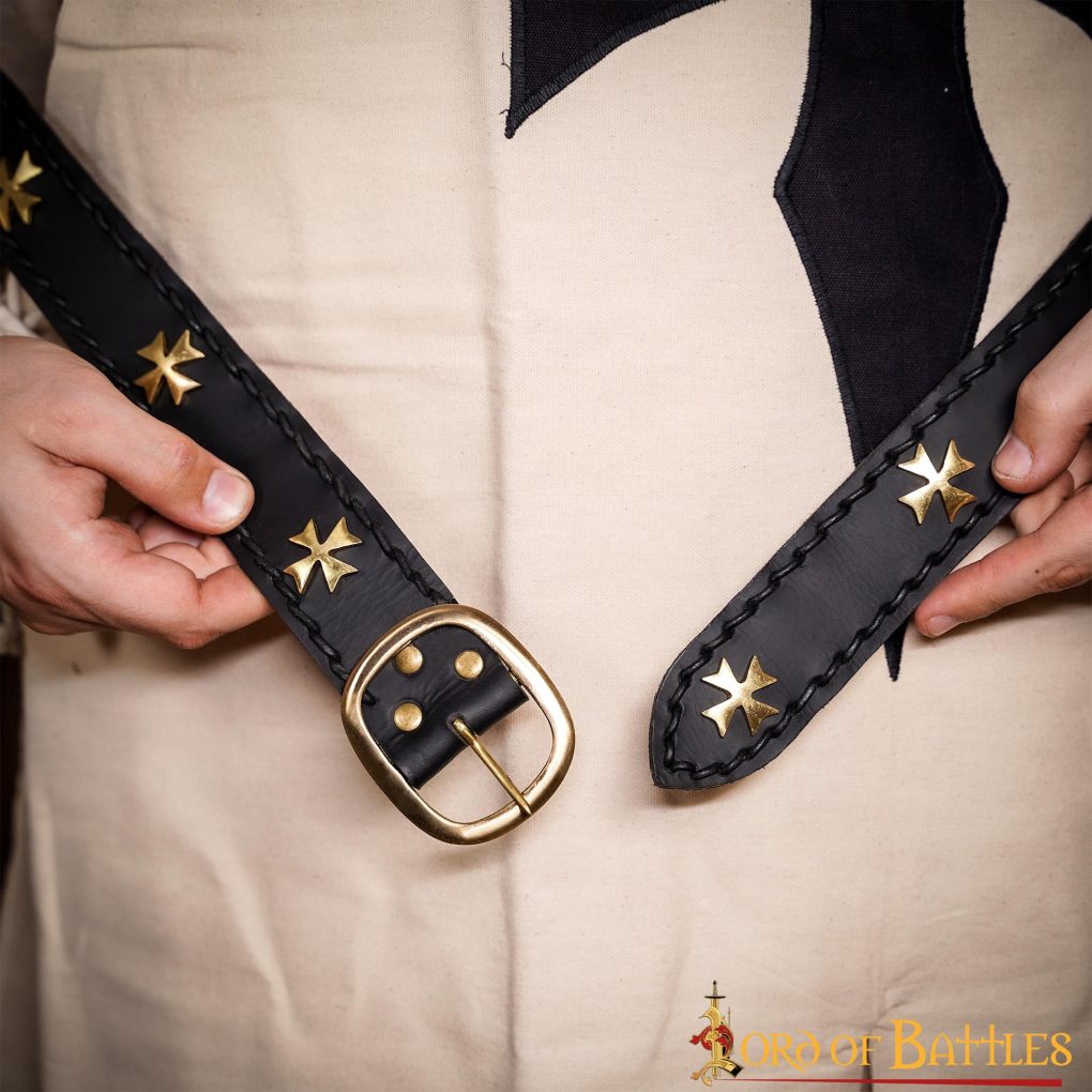 Medieval Crusader Genuine Leather Belt Pure Brass Cross Belt Mount Medieval Crusader Genuine Leather Belt Pure Brass Cross Belt Mount