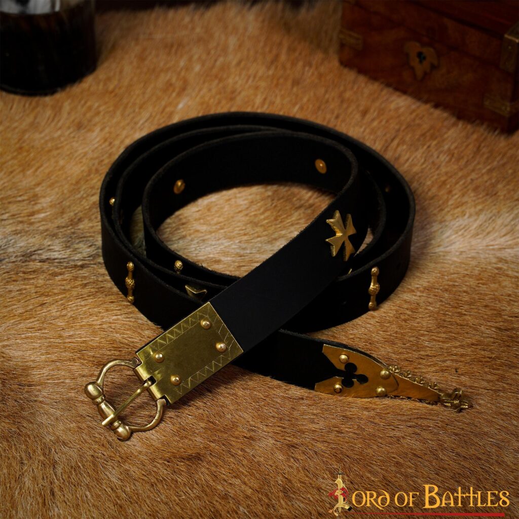 Medieval Leather Belt with Pure Brass Details