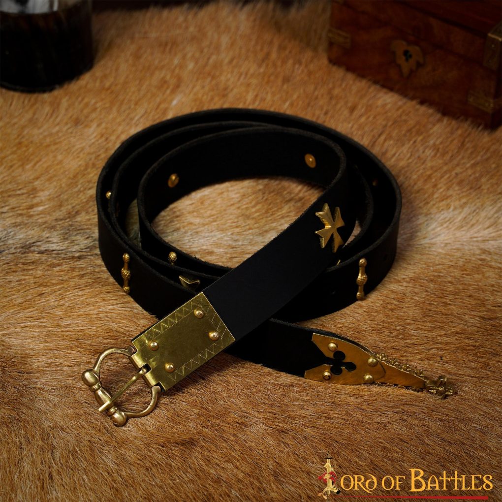 Medieval Leather Belt with Pure Brass Details Medieval Leather Belt with Pure Brass Details