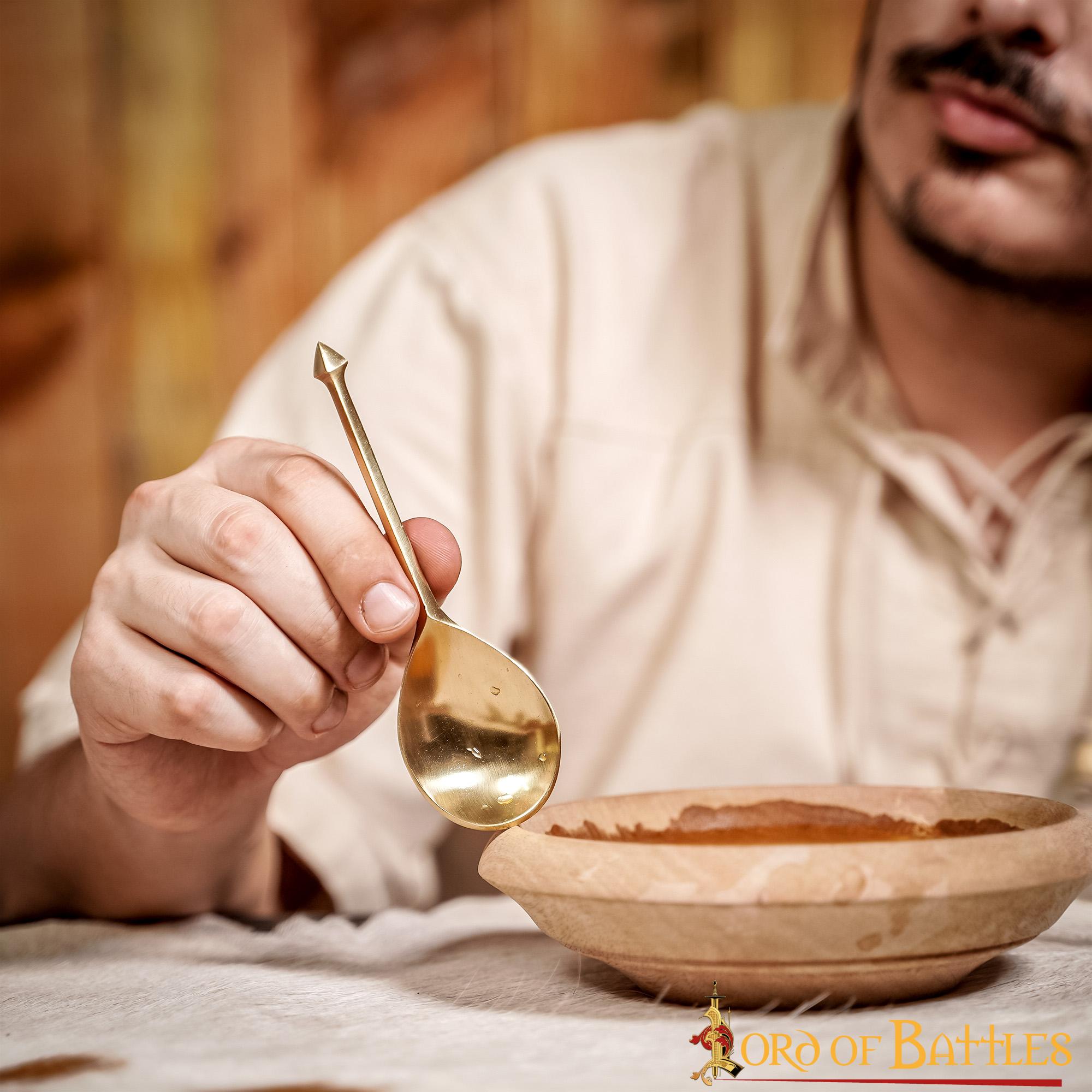 Roman Spoon Pure Solid Brass Functional Cutlery Set of Two Pieces Roman Spoon Pure Solid Brass Functional Cutlery Set of Two Pieces