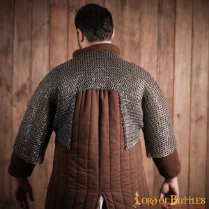 Flat Ring Chainmail Half Haubergeon Joined Sleeves Voiders, Wedge Riveted, ID 9 mm, Natural