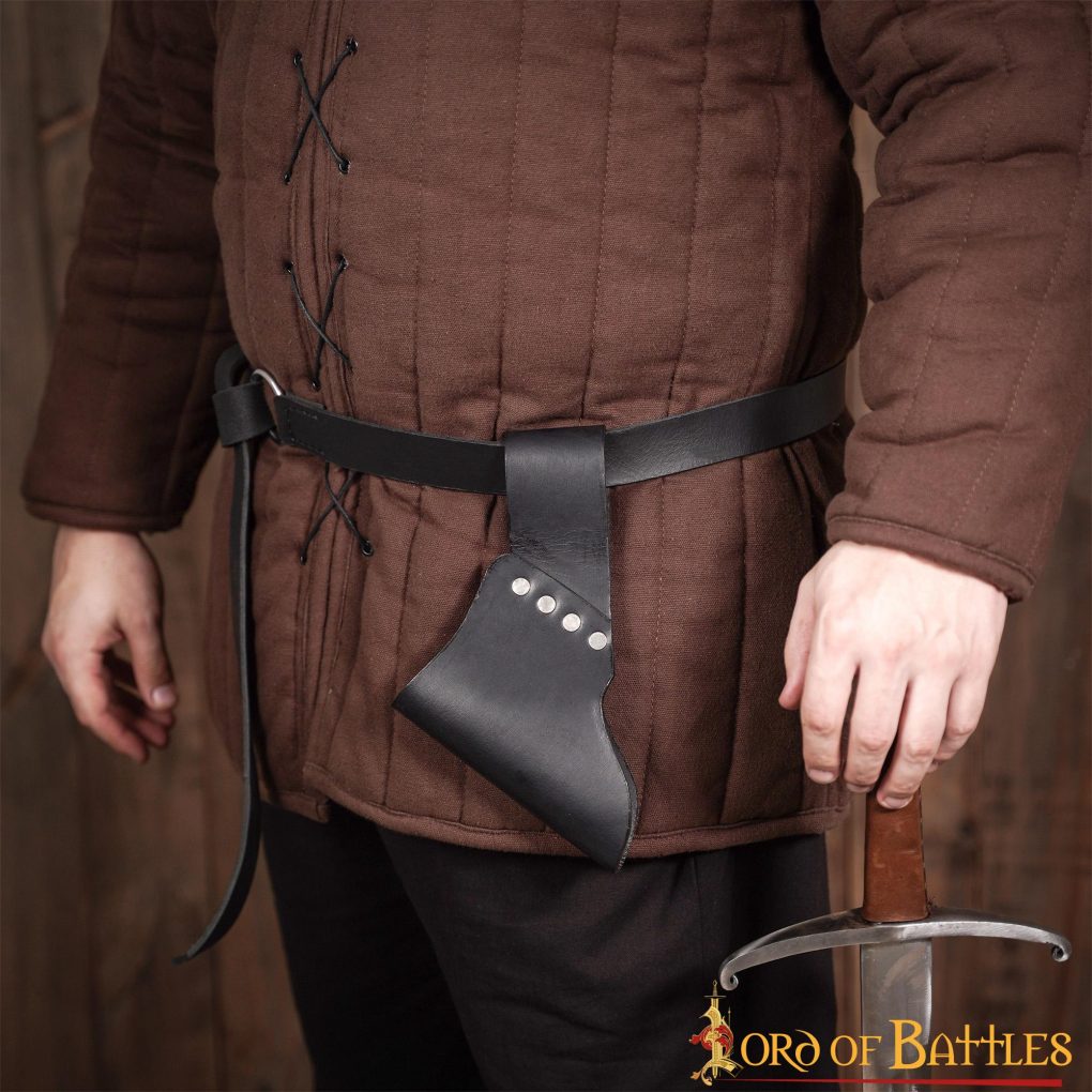 Medieval Black Leather Angled Frog for Swords and Axes Medieval Black Leather Angled Frog for Swords and Axes