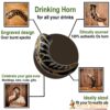 Medieval Viking Drinking Horn with Engraved Designs Handcrafted Genuine Ox Horn