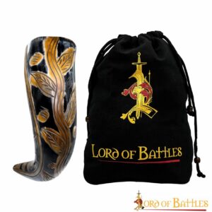 Medieval Viking Drinking Horn with Engraved Designs Handcrafted Genuine Ox Horn