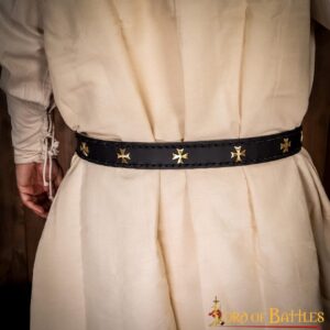 Medieval Crusader Genuine Leather Belt Pure Brass Cross Belt Mount