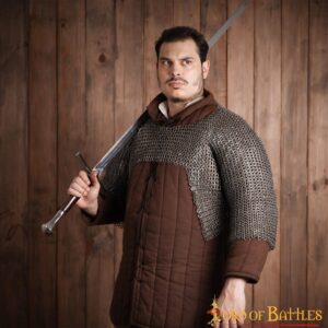 Flat Ring Chainmail Half Haubergeon Joined Sleeves Voiders, Riveted and Alternating, ID 6 mm, Natural