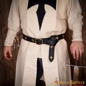 Medieval Crusader Genuine Leather Belt Pure Brass Cross Belt Mount