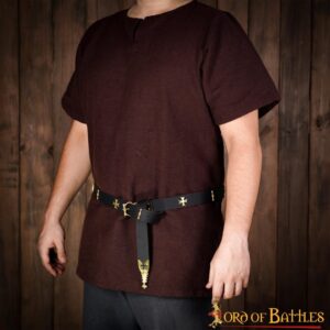 Medieval Leather Belt with Pure Brass Details