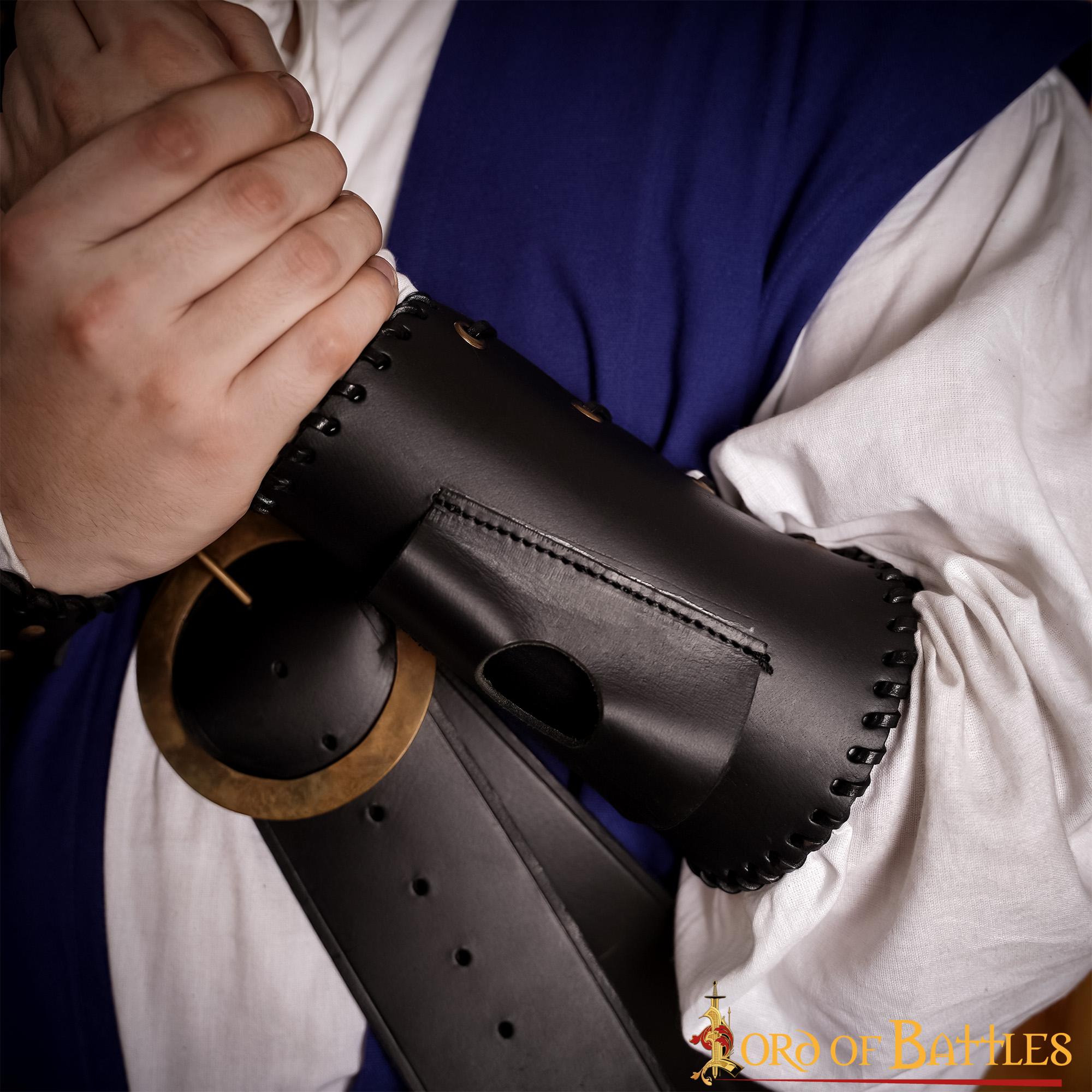 Medieval Authentic Leather Bracers with Knife Holder Loop