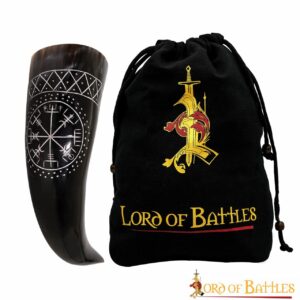The Vegvisir Drinking Horn Engraved and Handcrafted from Genuine Ox Horn