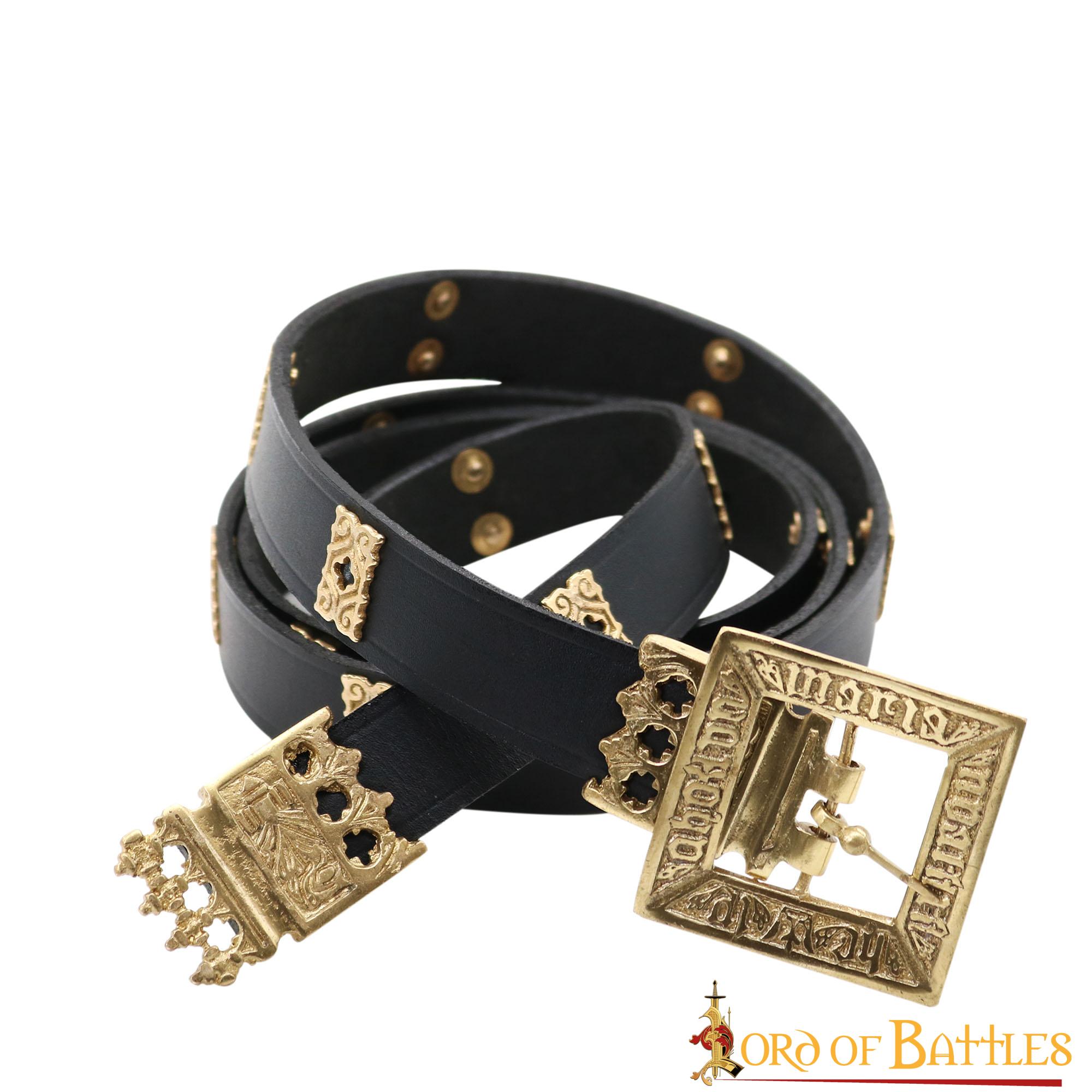 Medieval Eric of Pomerania Leather Belt with Pure Brass Details