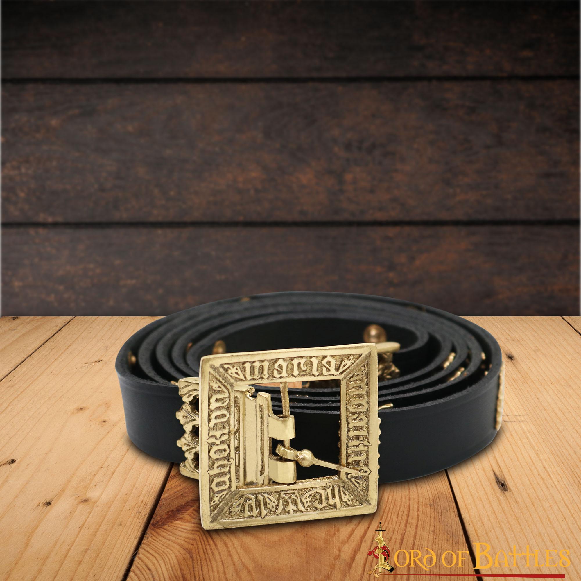 Medieval Eric of Pomerania Leather Belt with Pure Brass Details