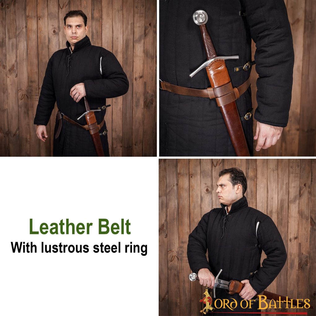 Leather Belt with Lustrous Steel Ring Genuine Leather Sword Hanging Belt Leather Belt with Lustrous Steel Ring Genuine Leather Sword Hanging Belt