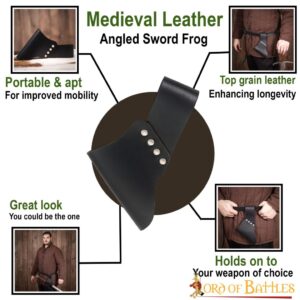 Medieval Black Leather Angled Frog for Swords and Axes