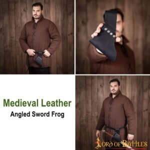 Medieval Black Leather Angled Frog for Swords and Axes