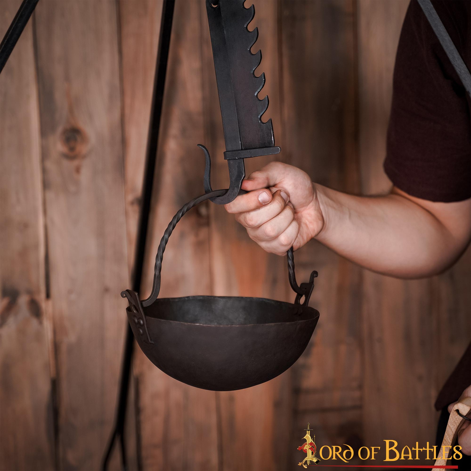 Hand Forged Cauldron Fully Functional Iron Camping Accessory Hand Forged Cauldron Fully Functional Iron Camping Accessory