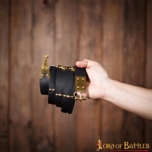 Medieval Leather Belt with Pure Brass Details
