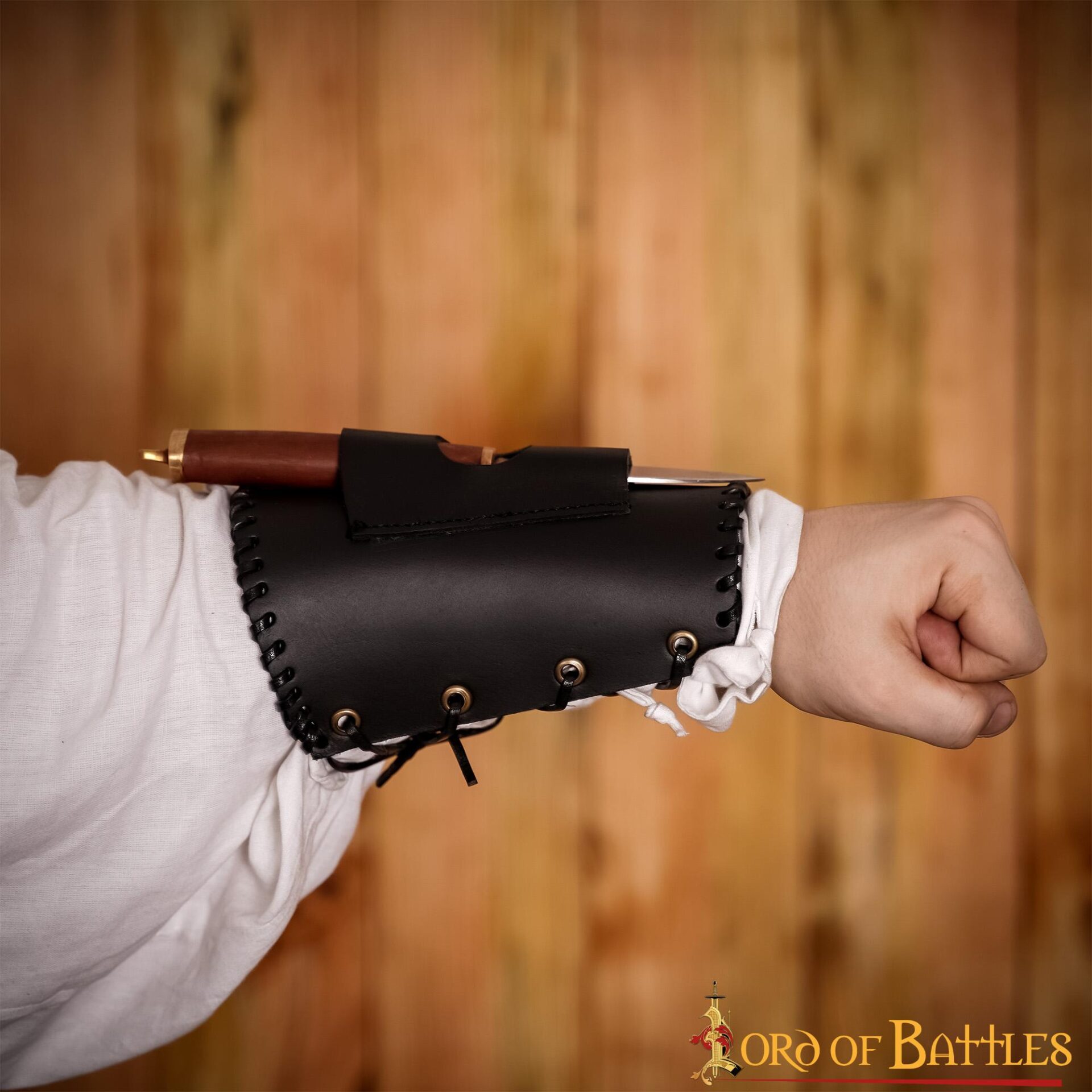 Medieval Authentic Leather Bracers with Knife Holder Loop