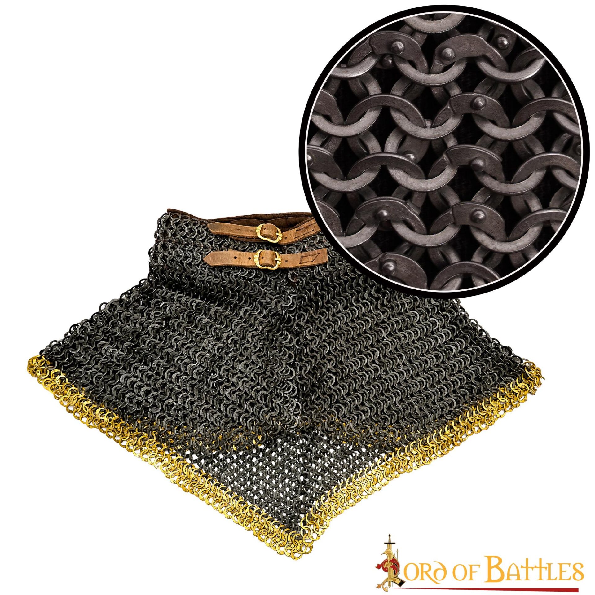 Flat Ring Chainmail Gorget / Standard, Riveted and Alternating, ID 6mm, Natural Flat Ring Chainmail Gorget / Standard, Riveted and Alternating, ID 6mm, Natural