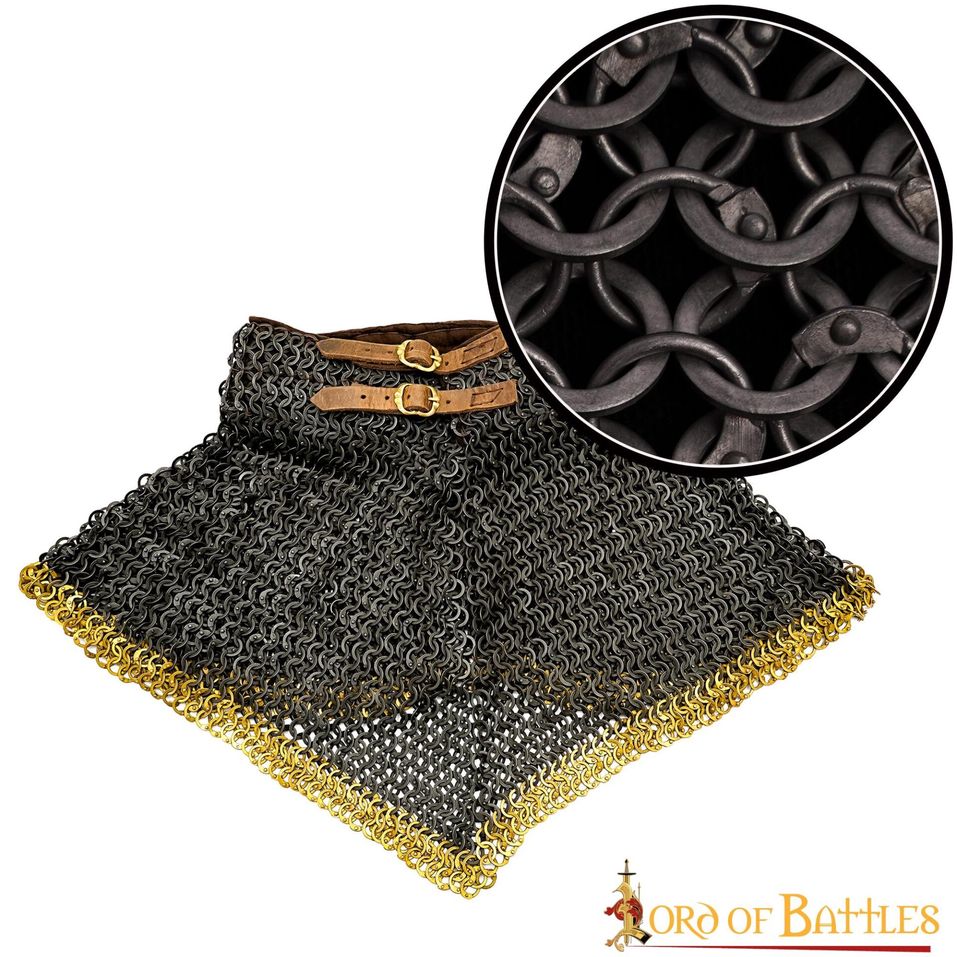 Chainmail Collar Round Steel Rings Dome Riveted Alternating Flat Rings Chainmail Collar Round Steel Rings Dome Riveted Alternating Flat Rings