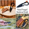 Hand Forged Medieval Knife with Genuine Leather Sheath