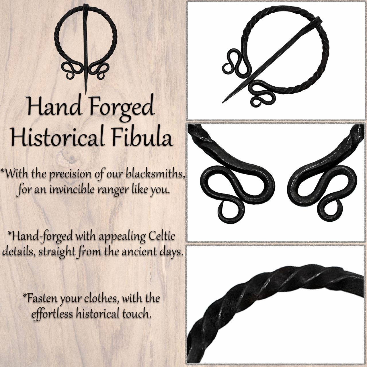 Hand Forged Historical Elfic Archer Fibula / Cloak Pin Hand Forged Historical Elfic Archer Fibula / Cloak Pin