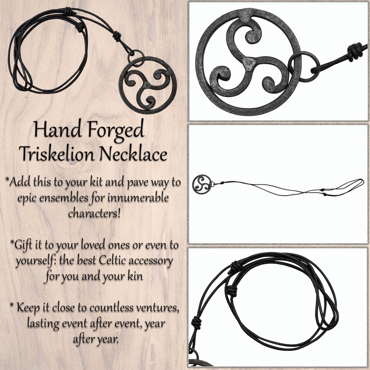 The Celtic Warrior Hand Forged Triskelion Pendant with Leather Cord The Celtic Warrior Hand Forged Triskelion Pendant with Leather Cord