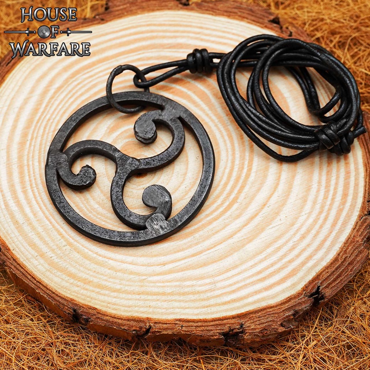 The Celtic Warrior Hand Forged Triskelion Pendant with Leather Cord The Celtic Warrior Hand Forged Triskelion Pendant with Leather Cord