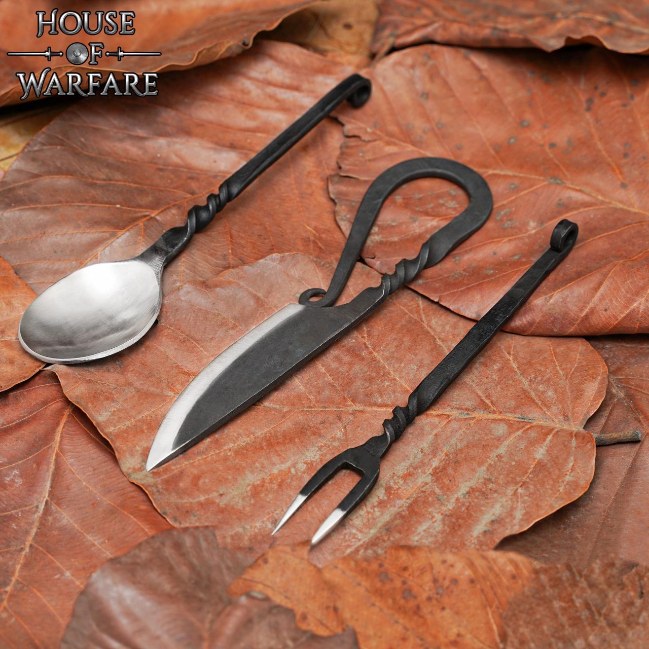Medieval Hand Forged Cutlery Set with Sheath