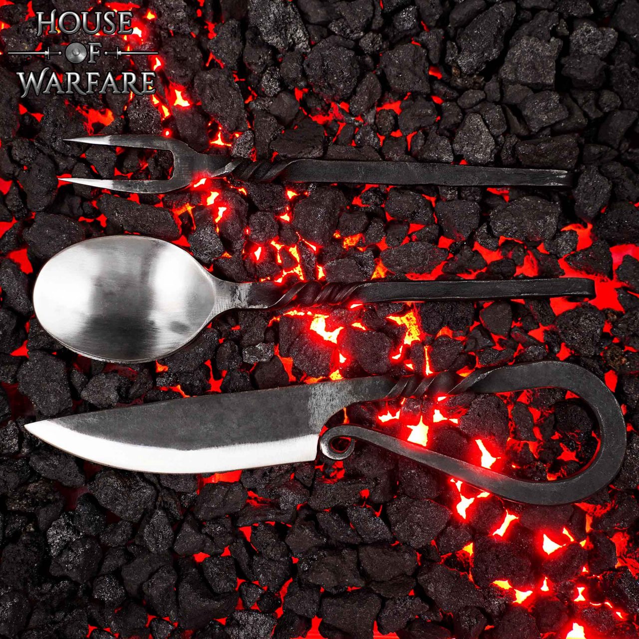 Medieval Hand Forged Cutlery Set with Sheath