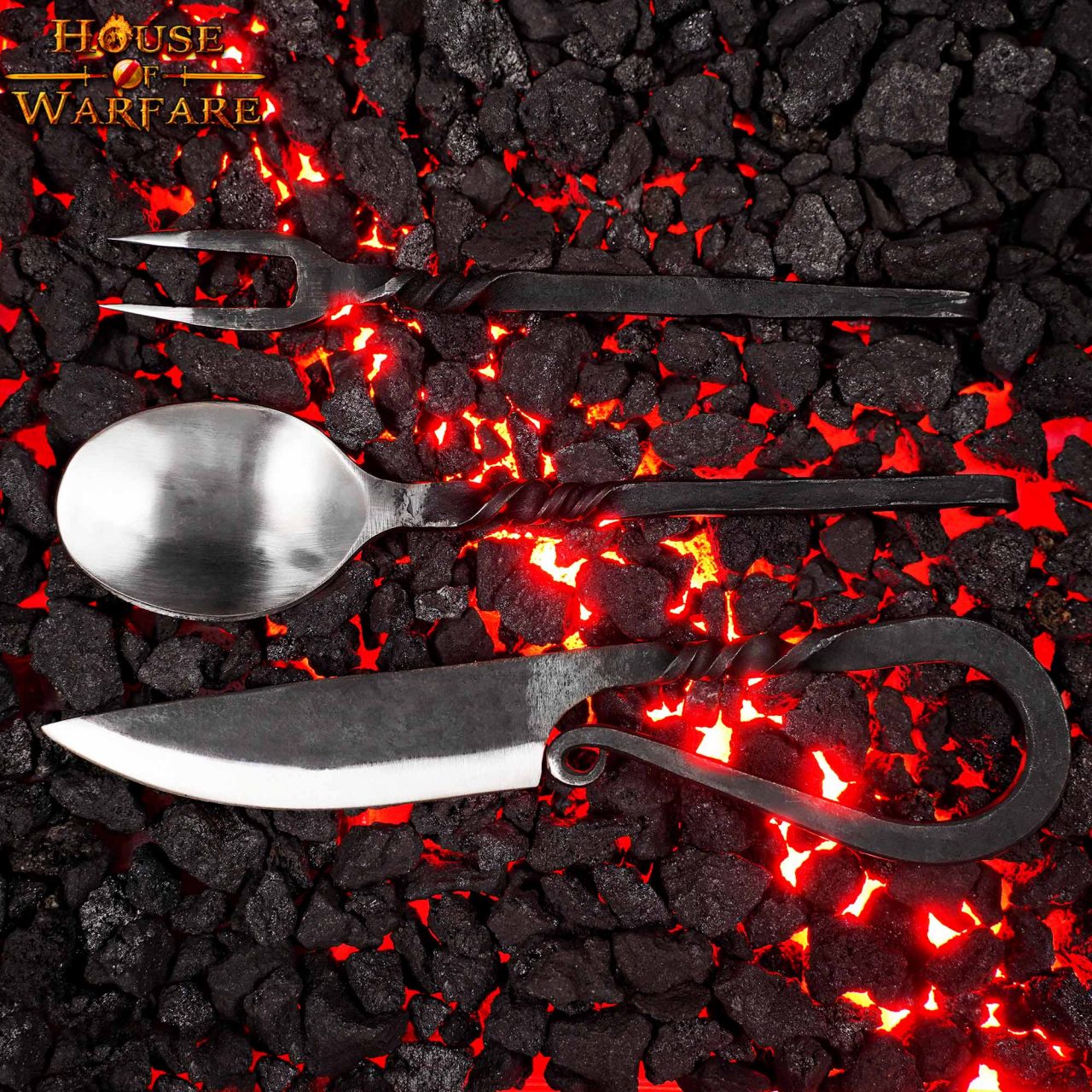 Medieval Hand Forged Cutlery Set with Sheath