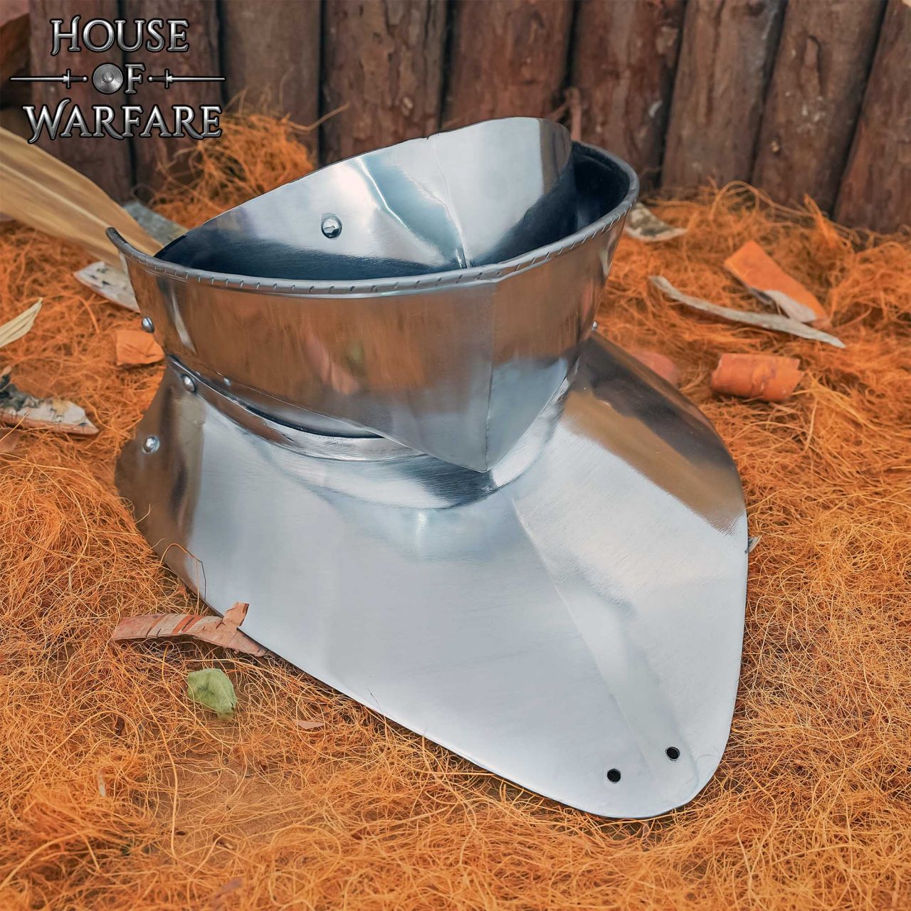 15th Century Hand Forged Steel Gorget with Pivoted Bevor 15th Century Hand Forged Steel Gorget with Pivoted Bevor