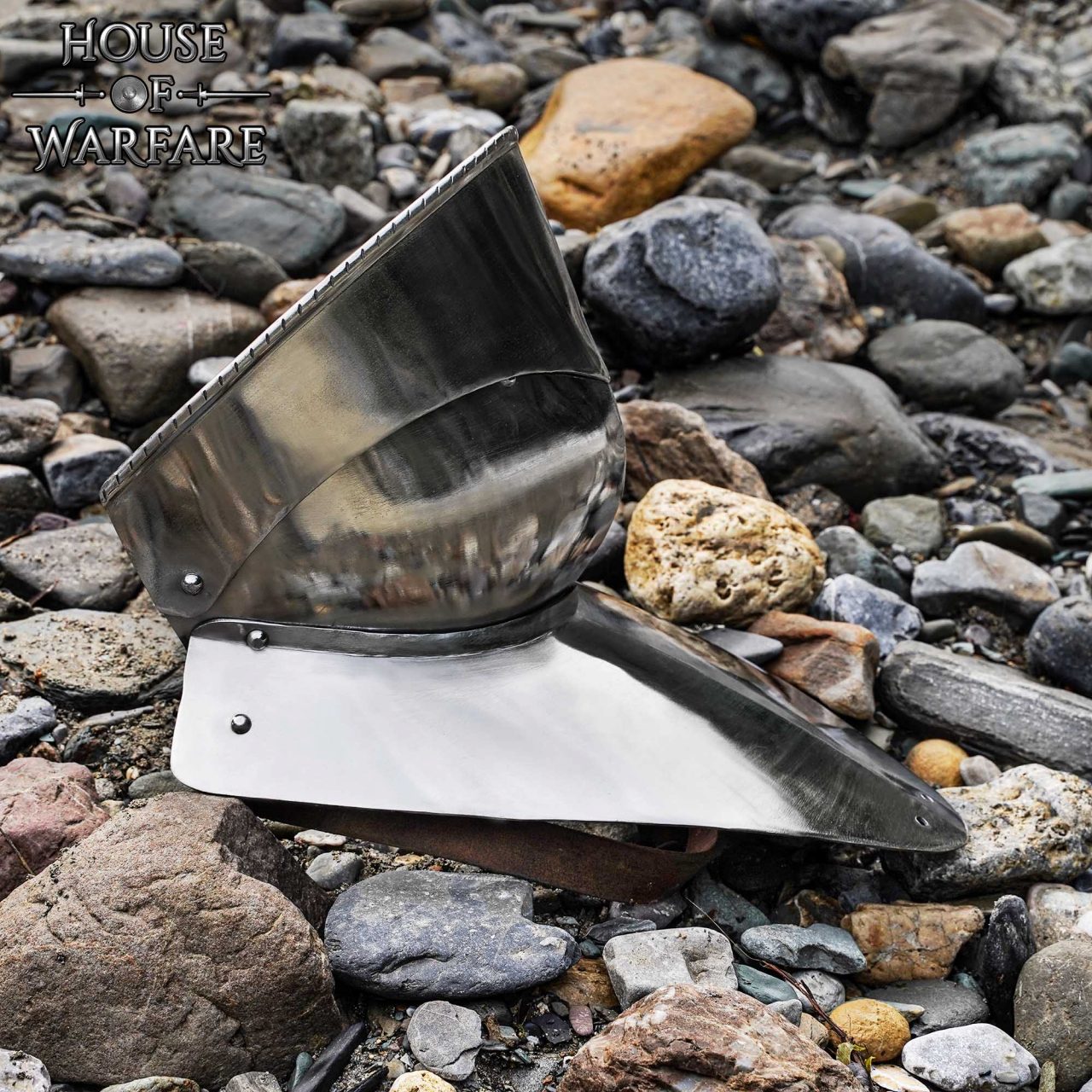 15th Century Hand Forged Steel Gorget with Pivoted Bevor 15th Century Hand Forged Steel Gorget with Pivoted Bevor