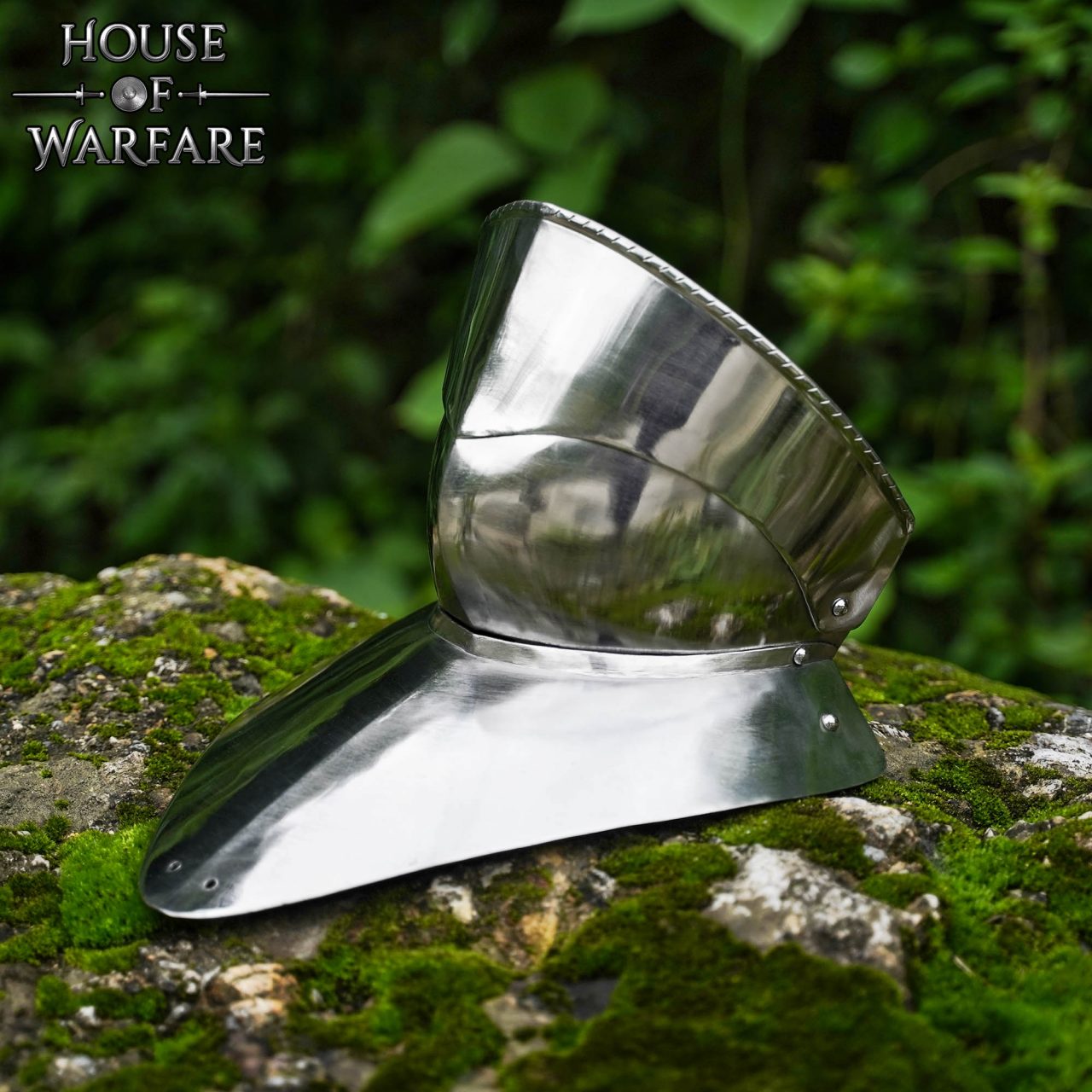 15th Century Hand Forged Steel Gorget with Pivoted Bevor 15th Century Hand Forged Steel Gorget with Pivoted Bevor