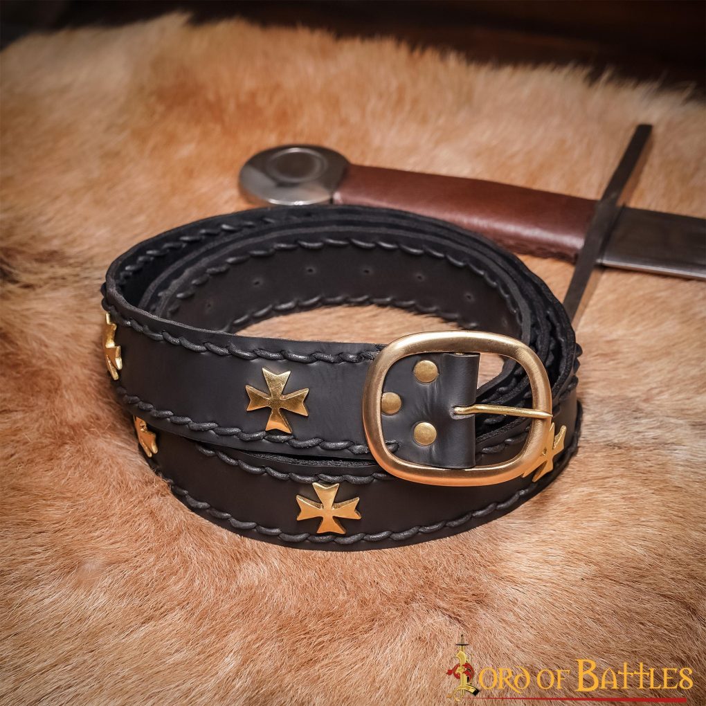 Medieval Crusader Genuine Leather Belt Pure Brass Cross Belt Mount Medieval Crusader Genuine Leather Belt Pure Brass Cross Belt Mount