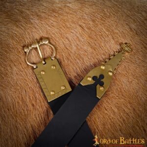 Medieval Leather Belt with Pure Brass Details