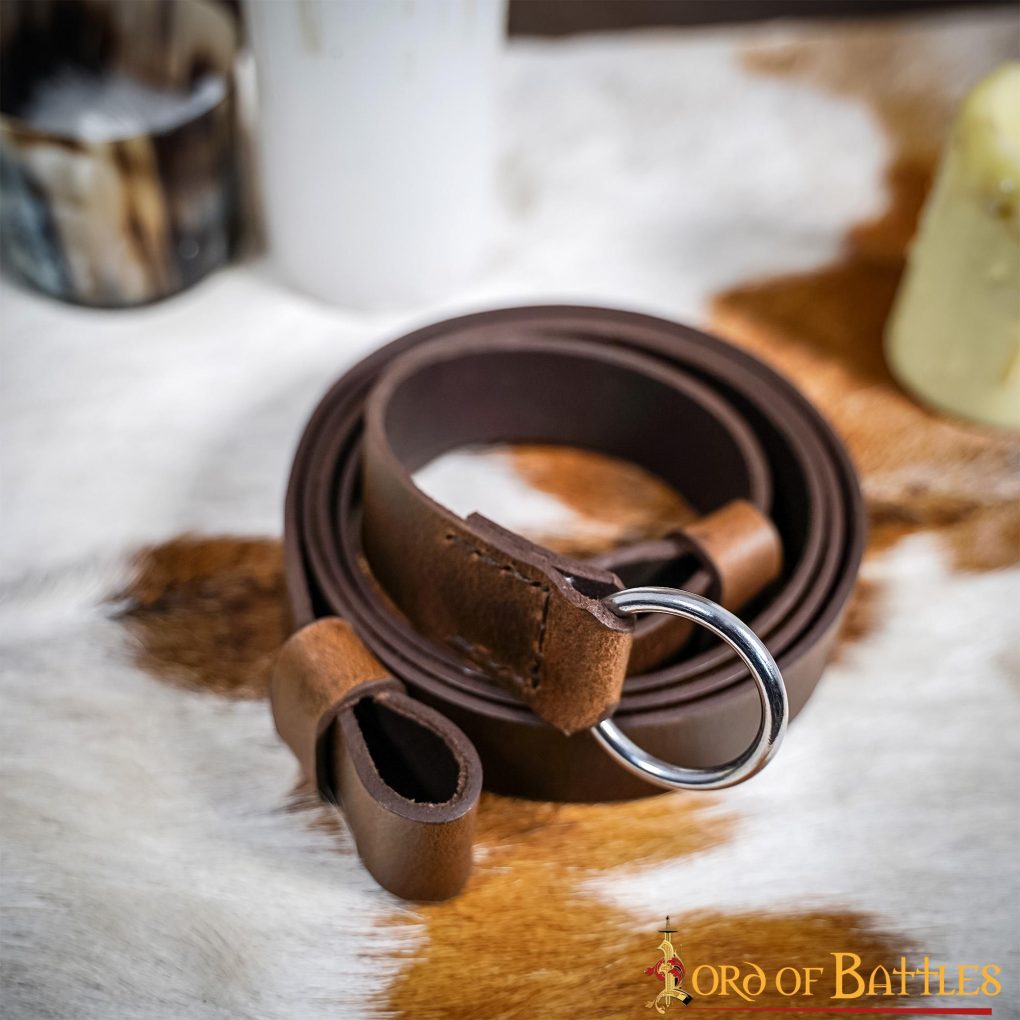 Leather Belt with Lustrous Steel Ring Genuine Leather Sword Hanging Belt Leather Belt with Lustrous Steel Ring Genuine Leather Sword Hanging Belt