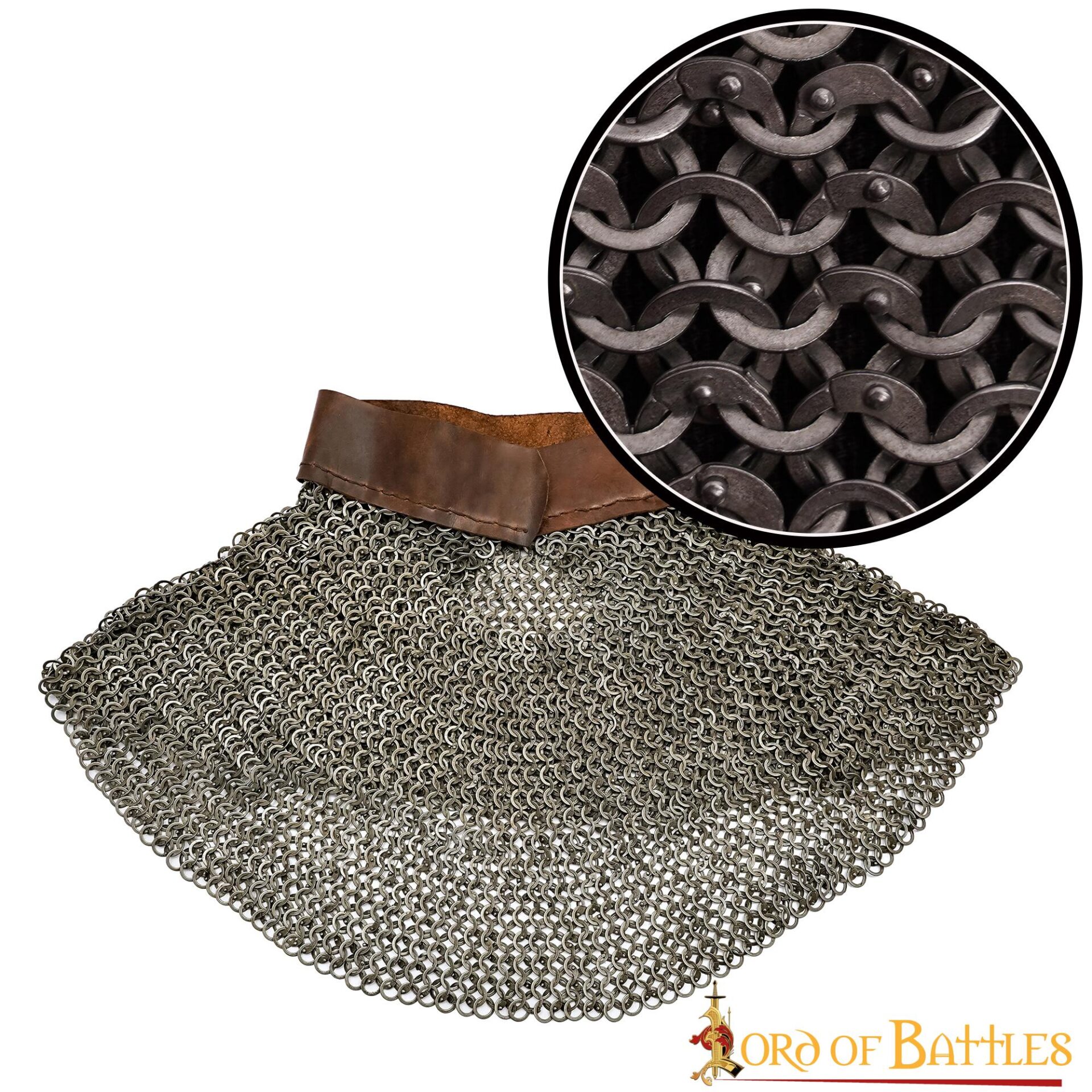 Flat Ring Medieval Chainmail Aventail, Riveted and Alternating, ID 6 mm, Natural